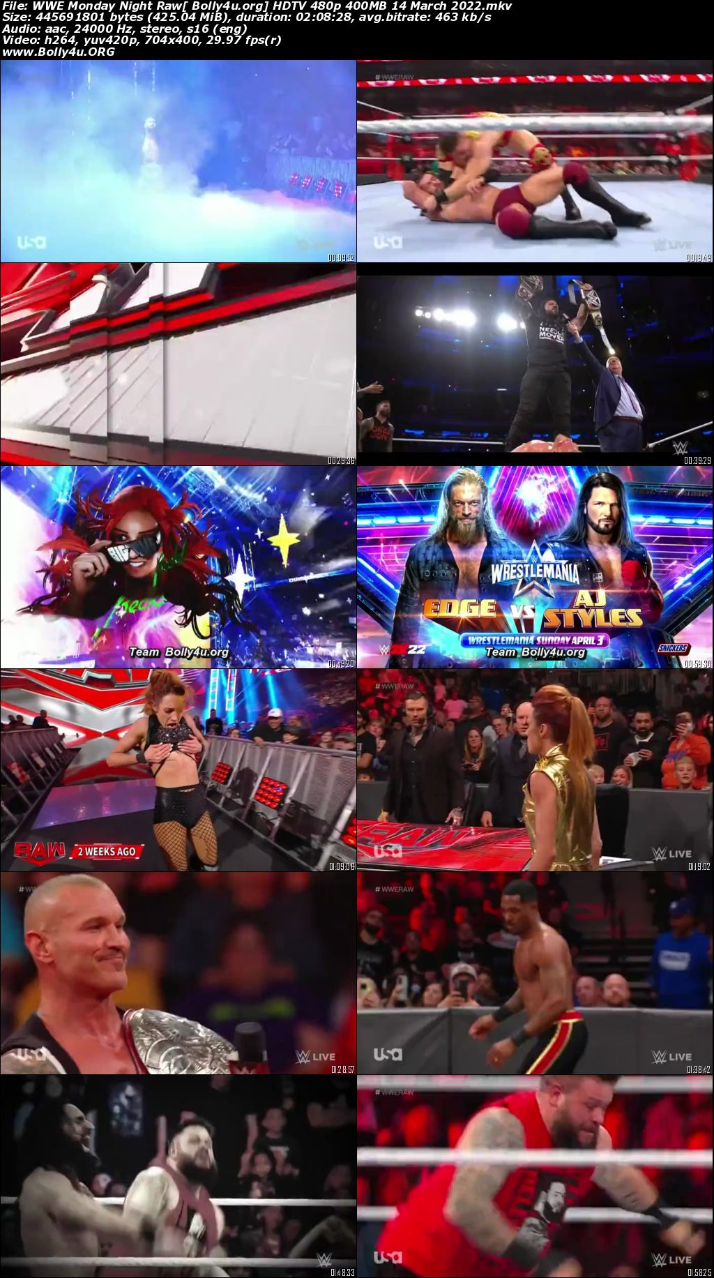 WWE Monday Night Raw HDTV 480p 400MB 14 March 2022 Download WWE Monday Night Raw HDTV 480p 400MB 14 March 2022 Download