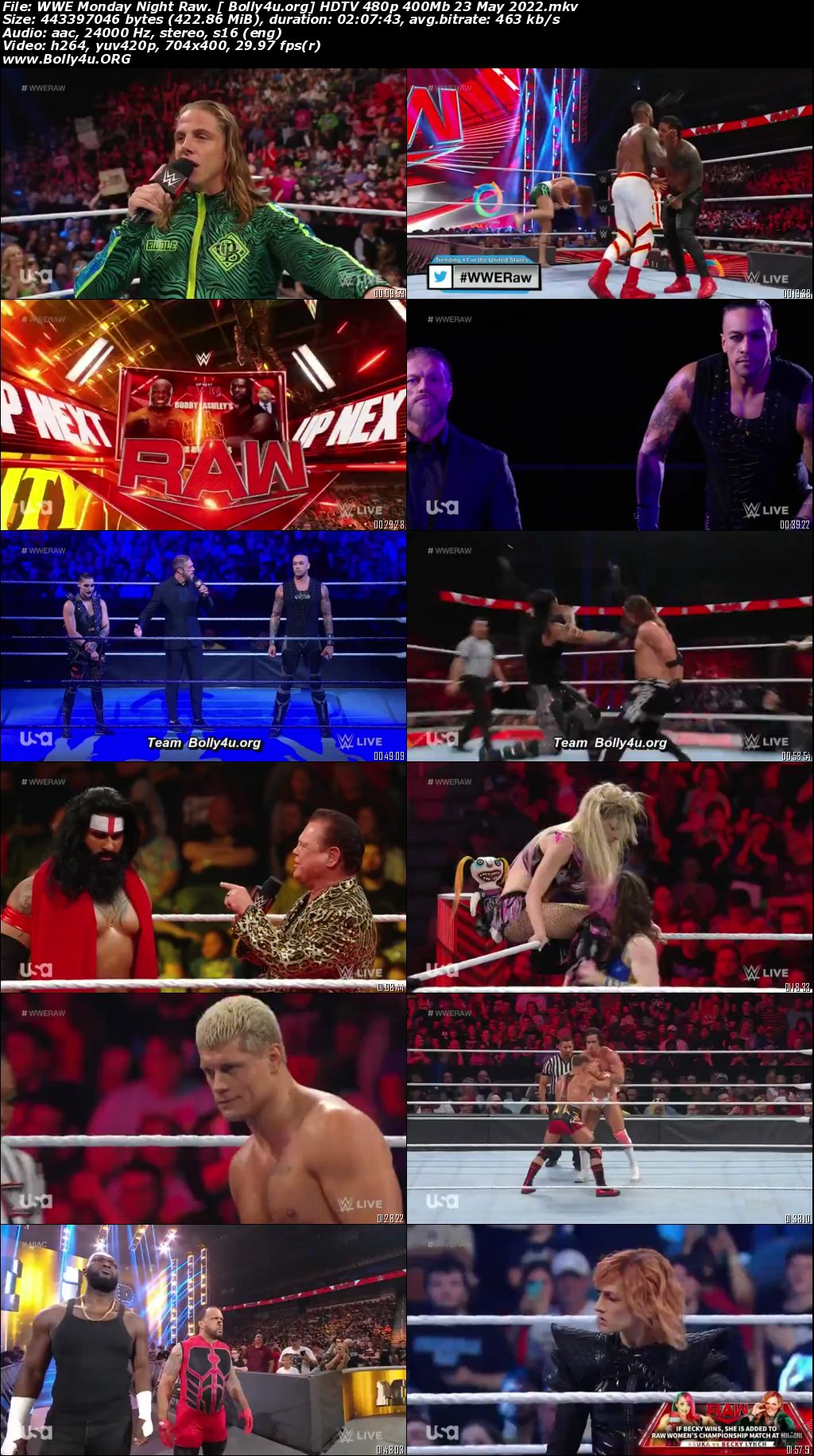WWE Monday Night Raw HDTV 480p 400Mb 23 May 2022 Download WWE Monday Night Raw HDTV 480p 400Mb 23 May 2022 Download