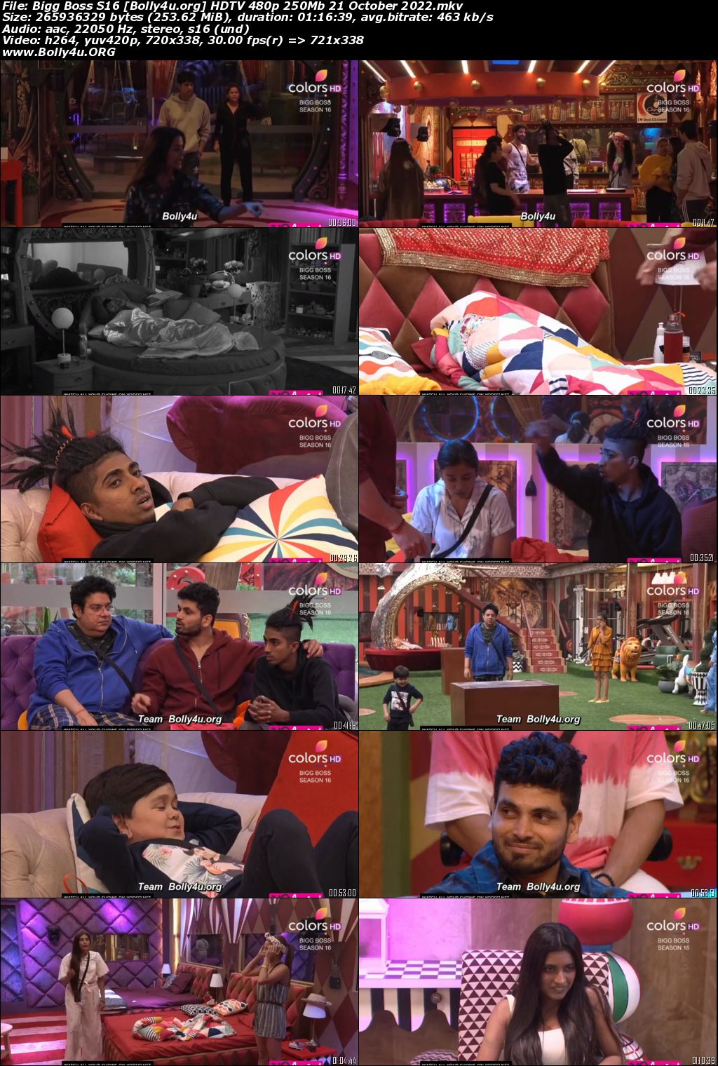 Bigg Boss S16 HDTV 480p 250Mb 21 October 2022 Download