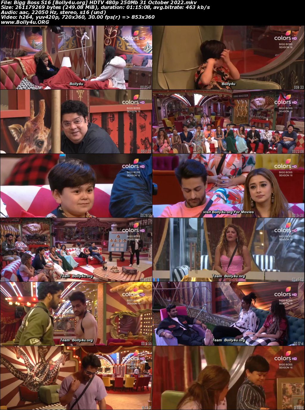 Bigg Boss S16 HDTV 480p 250Mb 31 October 2022 Download