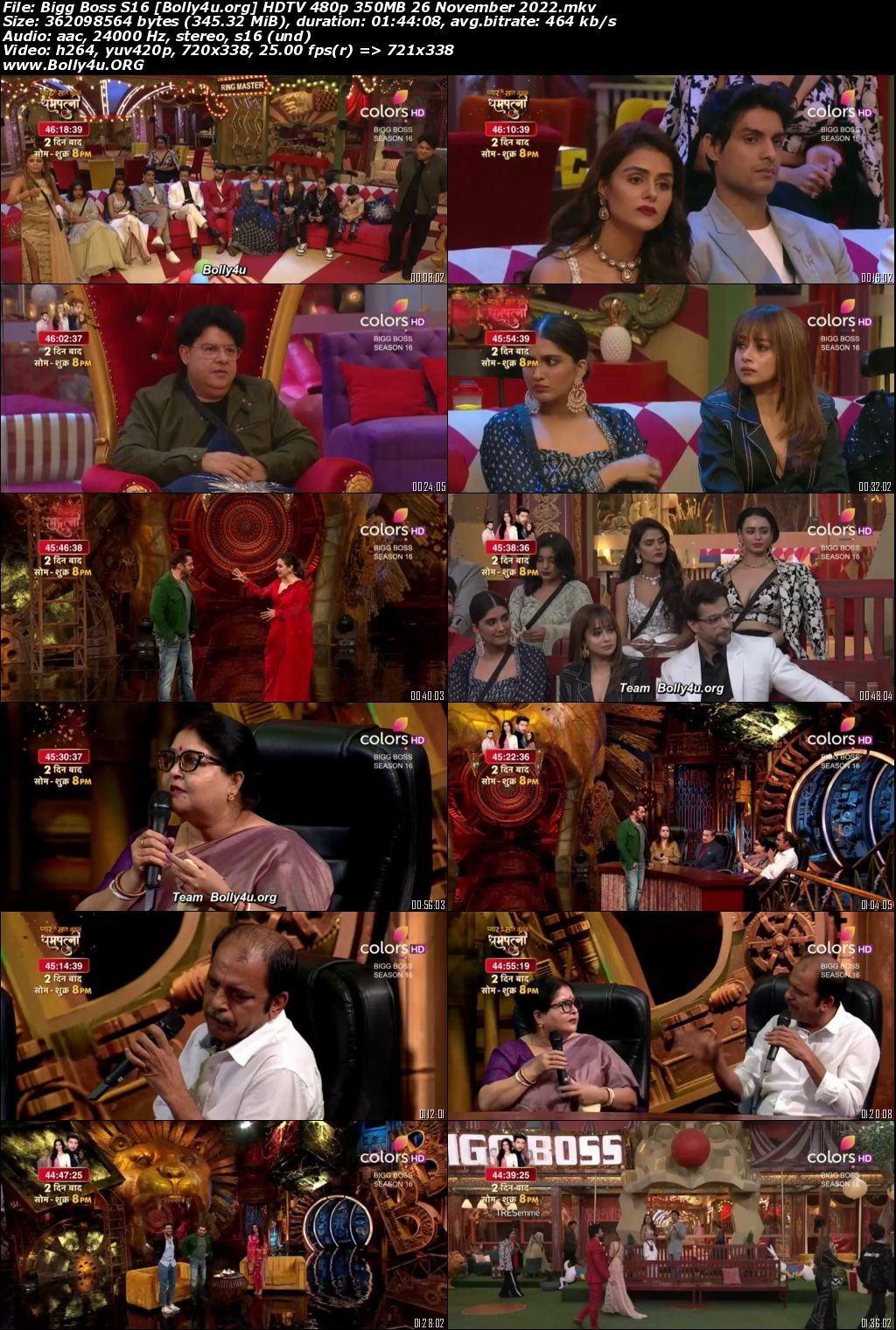 Bigg Boss S16 HDTV 480p 350MB 26 November 2022 Download Bigg Boss S16 HDTV 480p 350MB 26 November 2022 Download