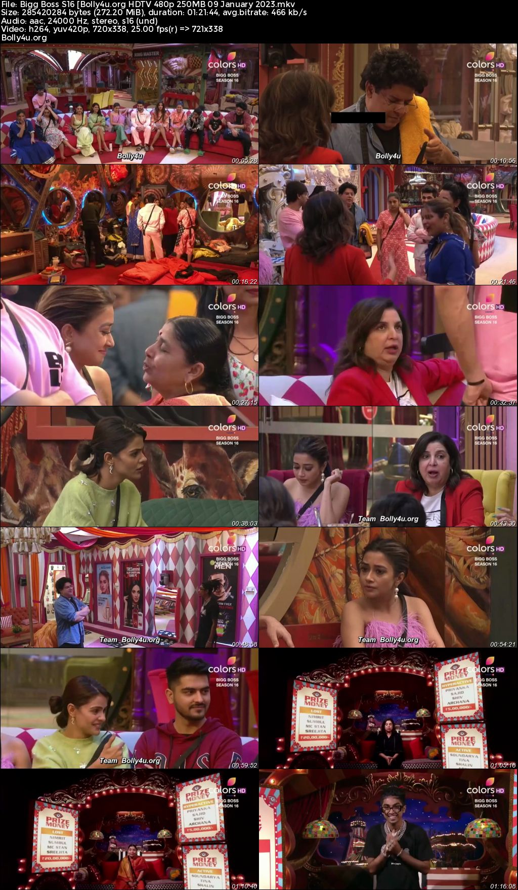 Bigg Boss S16 HDTV 480p 250MB 09 January 2023 Download